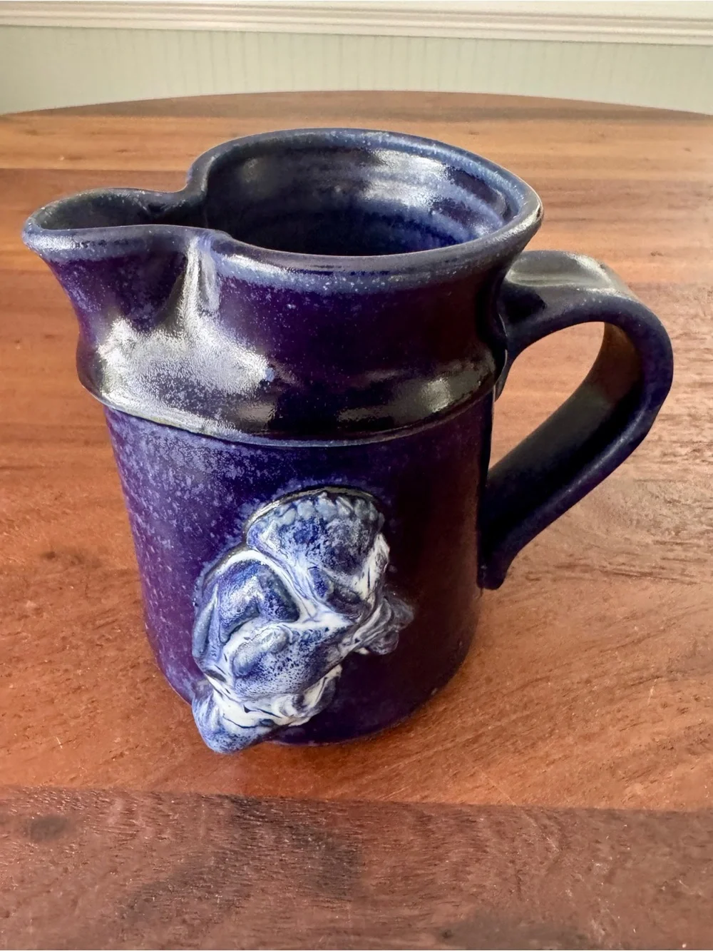 Studio Art Pottery Creamer Pitcher Maryland Blue Crab 3D Artist Signed Cobalt